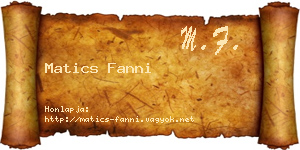 Matics Fanni névjegykártya