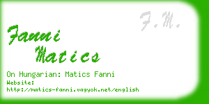 fanni matics business card